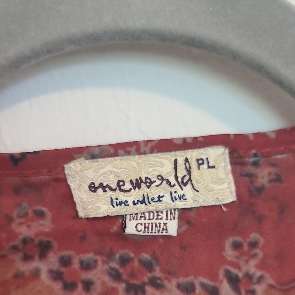 ONE WORLD Orange and Tan Patterned Kimono - Picture 3 of 7